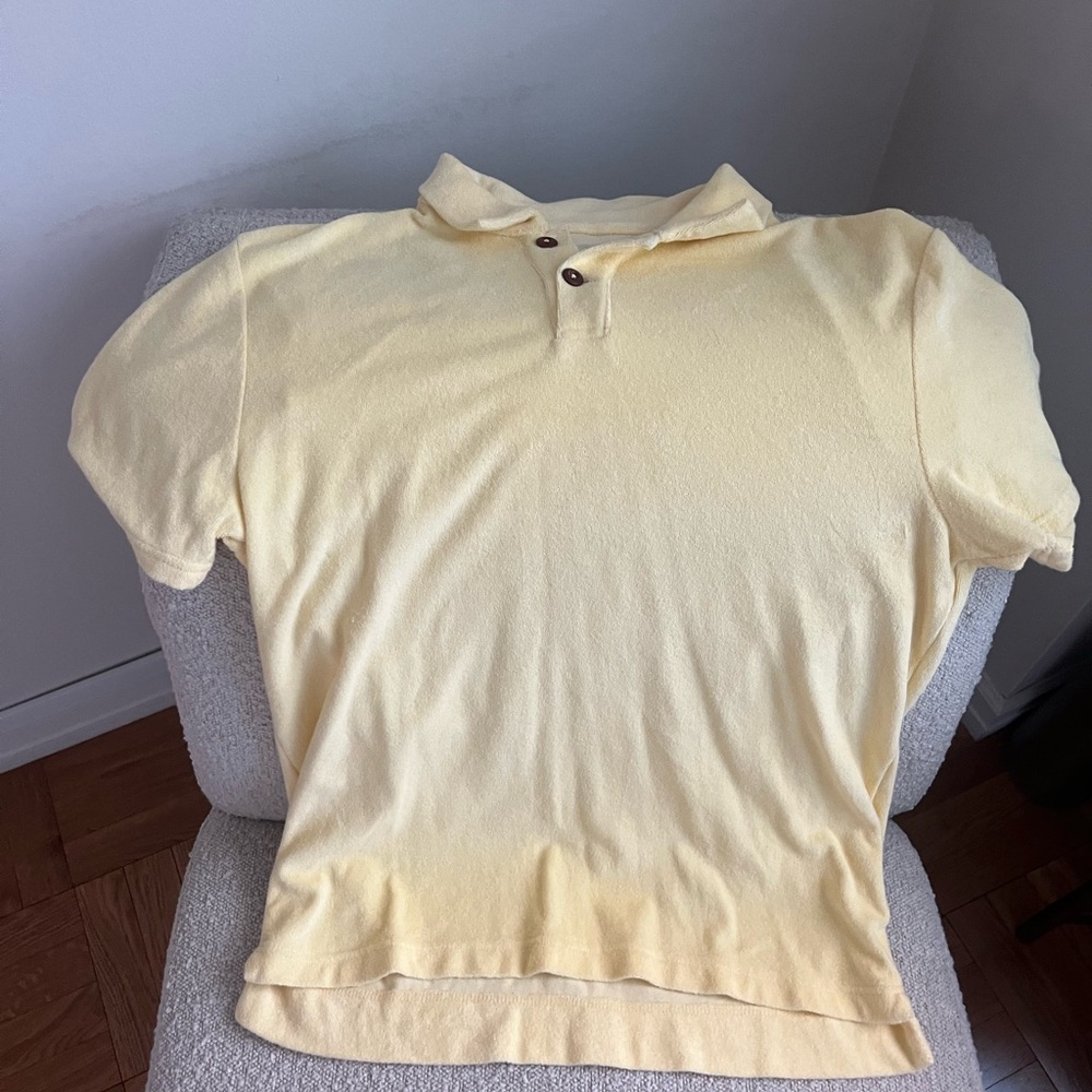 Never worn! Terry Cloth Light Yellow Birdwell Polo Shirt - perfect for summer
